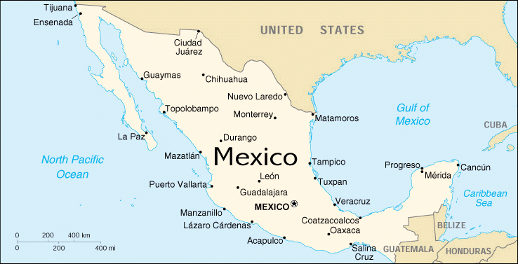 Mapa de Mxico - Impresin para una lectura fcil.